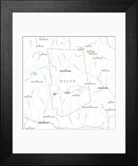 Framed Print : MA Franklin Heath Vector Road Map Framed Print : MA Franklin Heath Vector Road Map