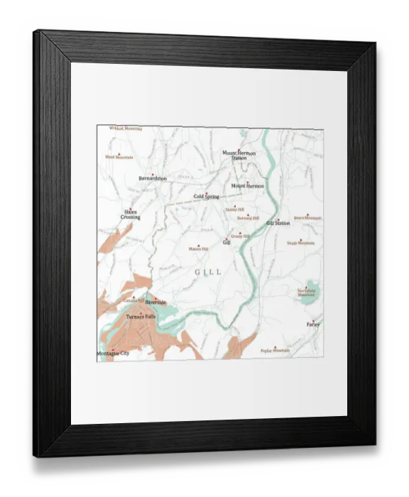 Framed Print : MA Franklin Gill Vector Road Map Framed Print : MA Franklin Gill Vector Road Map