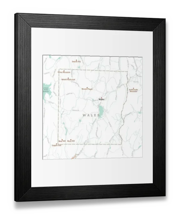 Framed Print : MA Hampden Wales Vector Road Map Framed Print : MA Hampden Wales Vector Road Map