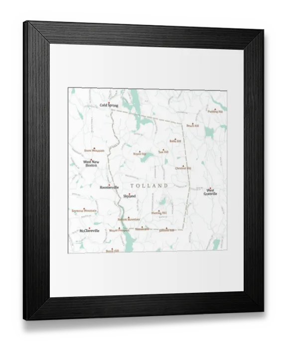 Framed Print : MA Hampden Tolland Vector Road Map Framed Print : MA Hampden Tolland Vector Road Map