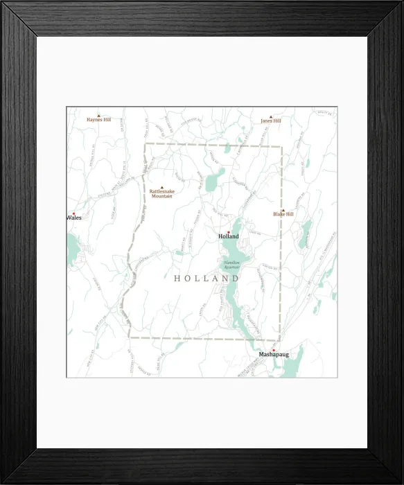 Framed Print : MA Hampden Holland Vector Road Map Framed Print : MA Hampden Holland Vector Road Map