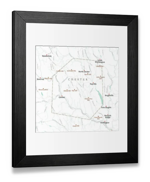 Framed Print : MA Hampden Chester Vector Road Map Framed Print : MA Hampden Chester Vector Road Map