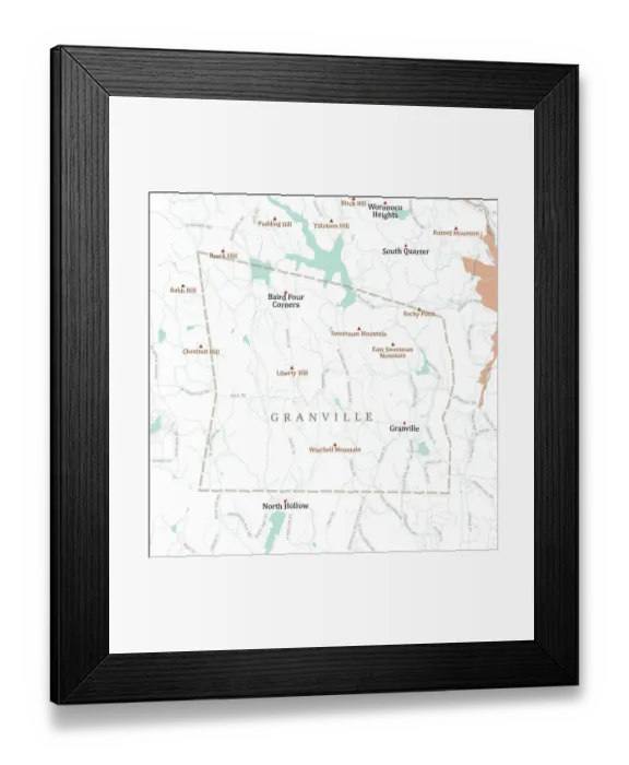 Framed Print : MA Hampden Granville Vector Road Map Framed Print : MA Hampden Granville Vector Road Map