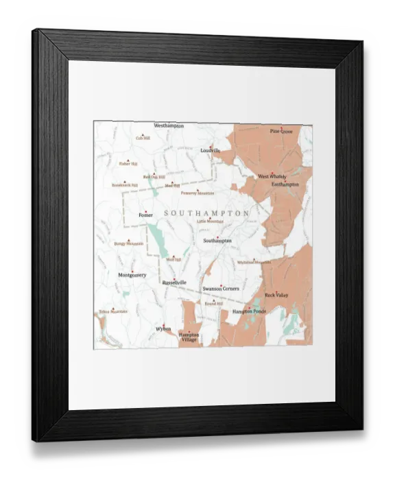Framed Print : MA Hampshire Southampton Vector Road Map Framed Print : MA Hampshire Southampton Vector Road Map