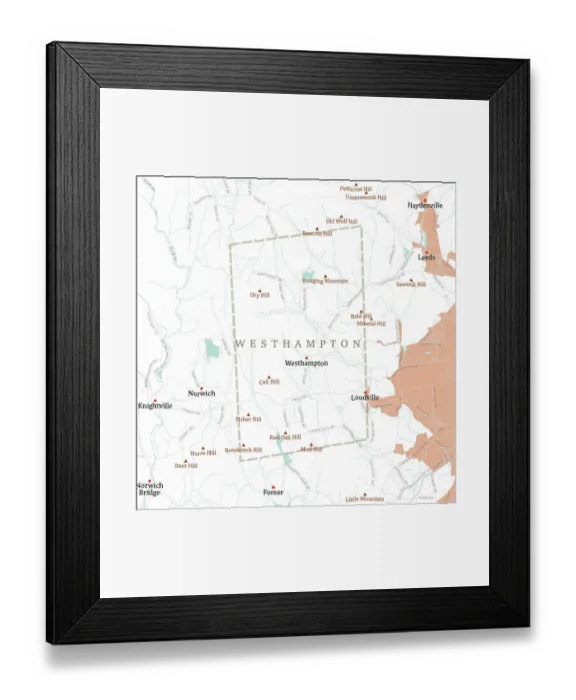 Framed Print : MA Hampshire Westhampton Vector Road Map Framed Print : MA Hampshire Westhampton Vector Road Map