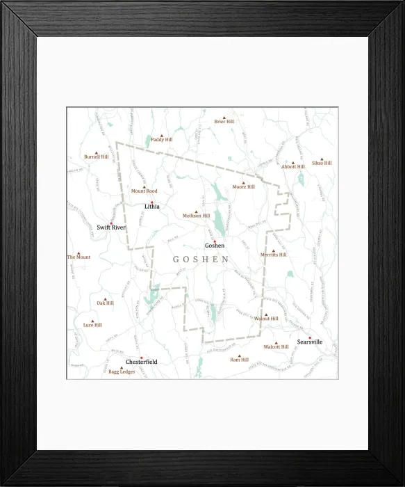 Framed Print : MA Hampshire Goshen Vector Road Map Framed Print : MA Hampshire Goshen Vector Road Map