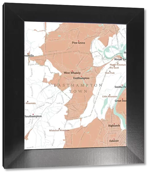 MA Hampshire Easthampton Town Vector Road Map