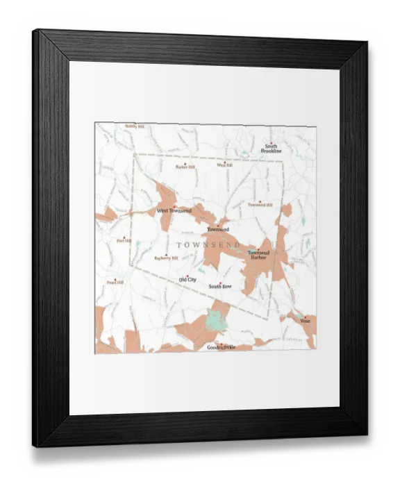 Framed Print : MA Middlesex Townsend Vector Road Map Framed Print : MA Middlesex Townsend Vector Road Map