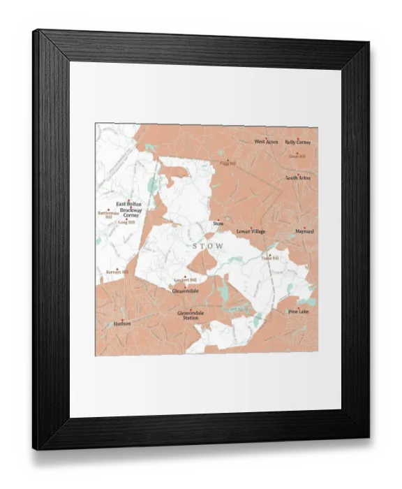 Framed Print : MA Middlesex Stow Vector Road Map Framed Print : MA Middlesex Stow Vector Road Map
