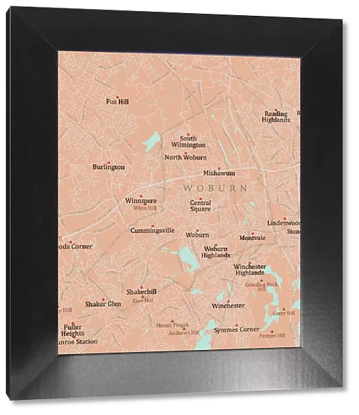 MA Middlesex Woburn Vector Road Map