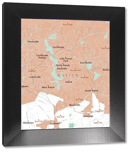 MA Middlesex Natick Vector Road Map