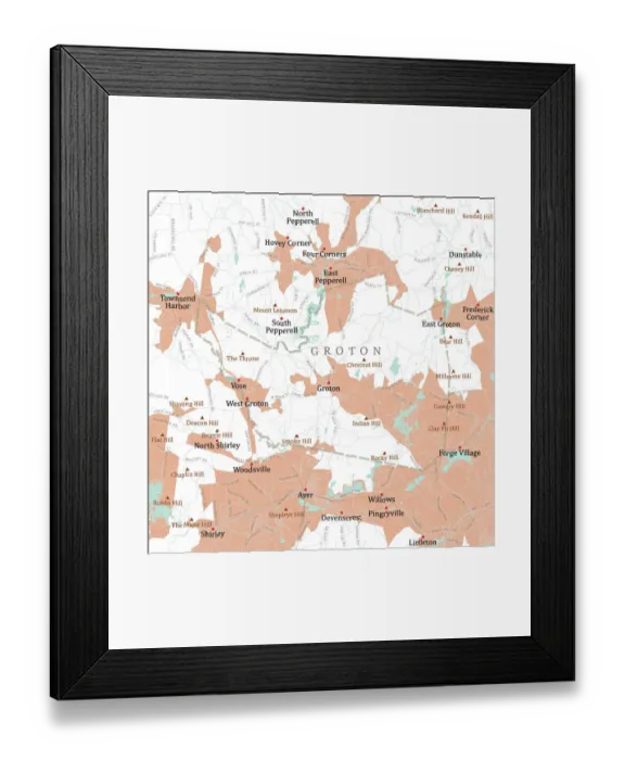 Framed Print : MA Middlesex Groton Vector Road Map Framed Print : MA Middlesex Groton Vector Road Map