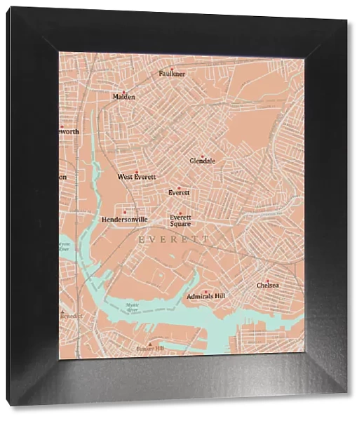 MA Middlesex Everett Vector Road Map