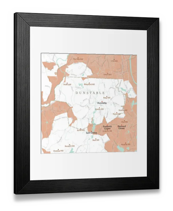 Framed Print : MA Middlesex Dunstable Vector Road Map Framed Print : MA Middlesex Dunstable Vector Road Map