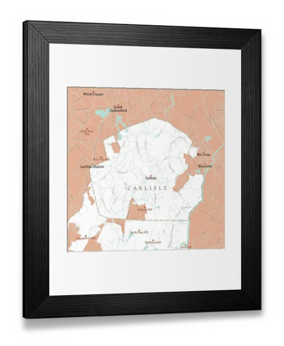 Framed Print : MA Middlesex Carlisle Vector Road Map Framed Print : MA Middlesex Carlisle Vector Road Map