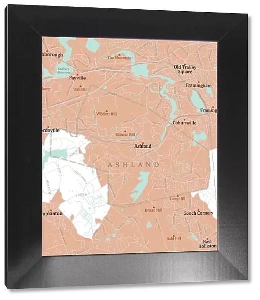 MA Middlesex Ashland Vector Road Map