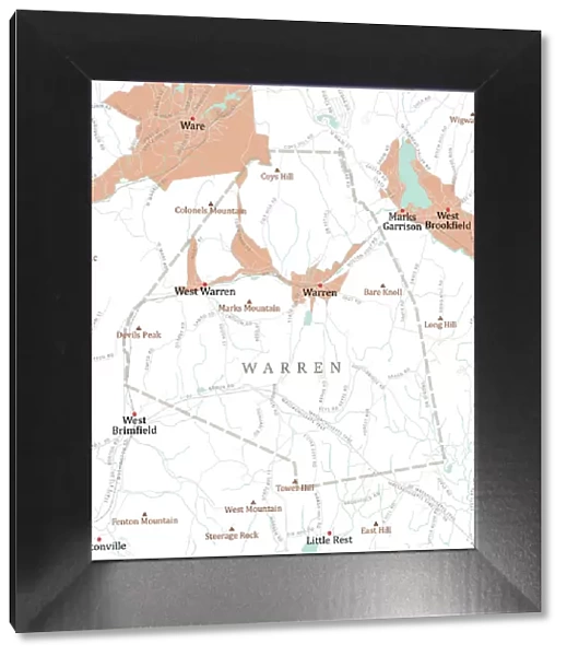 MA Worcester Warren Vector Road Map