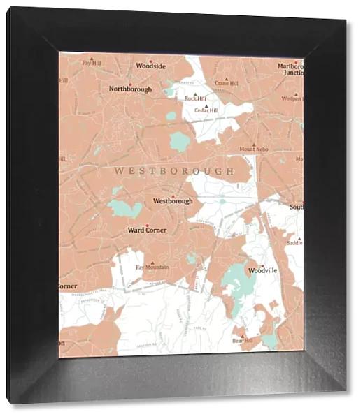 MA Worcester Westborough Vector Road Map