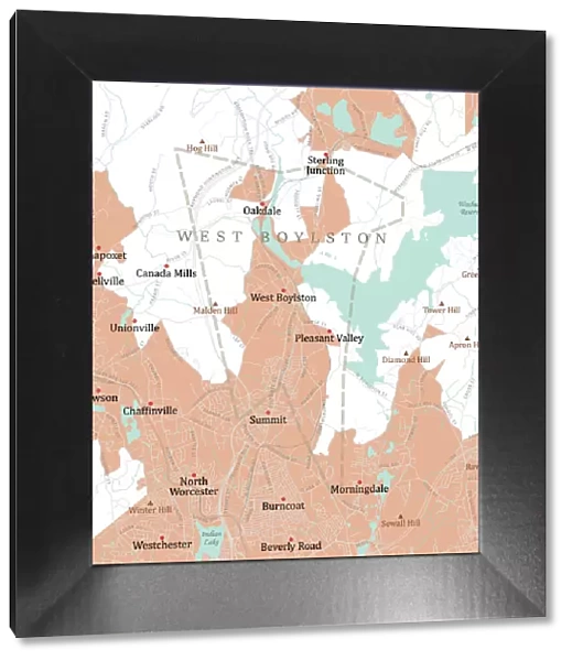MA Worcester West Boylston Vector Road Map