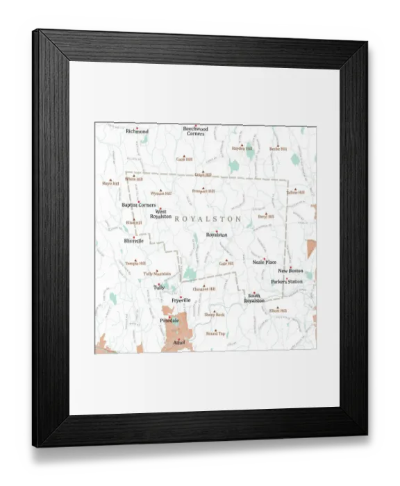 Framed Print : MA Worcester Royalston Vector Road Map Framed Print : MA Worcester Royalston Vector Road Map