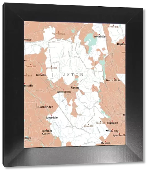 MA Worcester Upton Vector Road Map