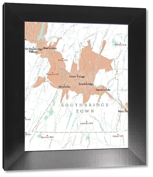 MA Worcester Southbridge Town Vector Road Map