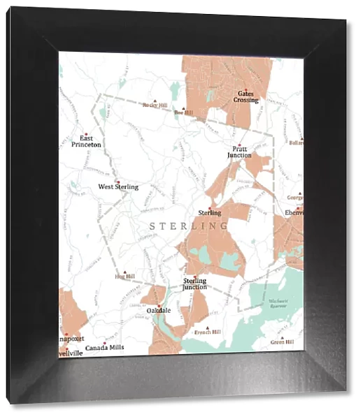 MA Worcester Sterling Vector Road Map