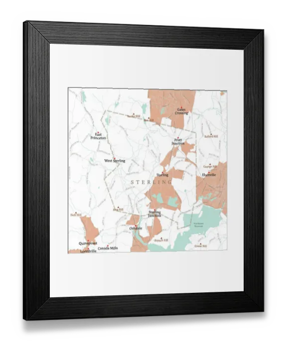 Framed Print : MA Worcester Sterling Vector Road Map Framed Print : MA Worcester Sterling Vector Road Map