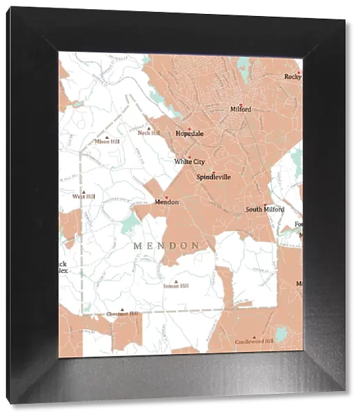 MA Worcester Mendon Vector Road Map