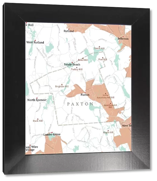 MA Worcester Paxton Vector Road Map