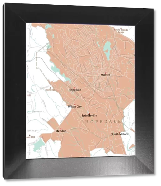 MA Worcester Hopedale Vector Road Map