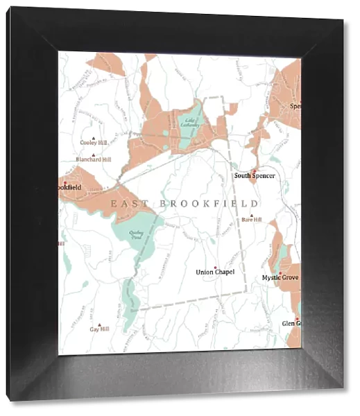 MA Worcester East Brookfield Vector Road Map