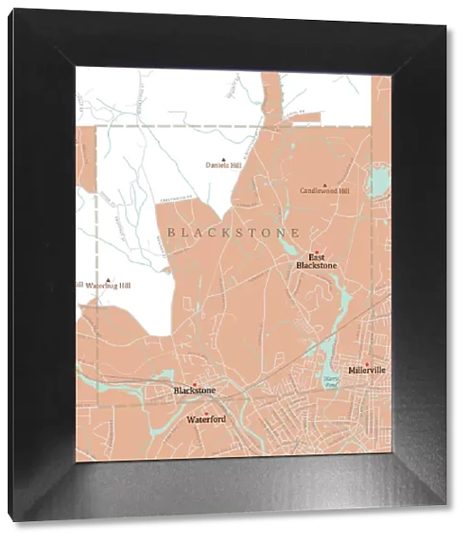 MA Worcester Blackstone Vector Road Map