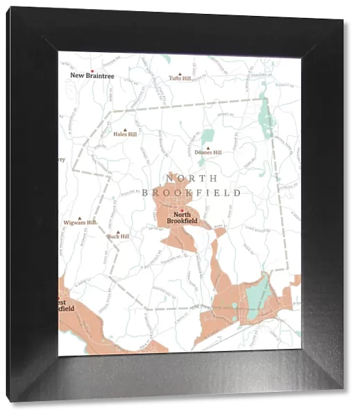 MA Worcester North Brookfield Vector Road Map