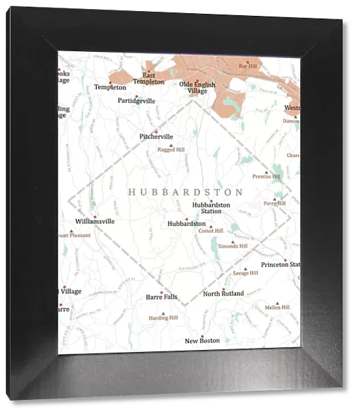 MA Worcester Hubbardston Vector Road Map