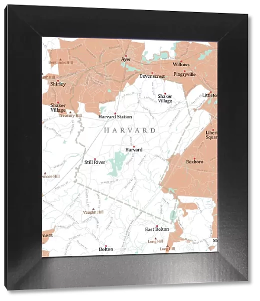 MA Worcester Harvard Vector Road Map