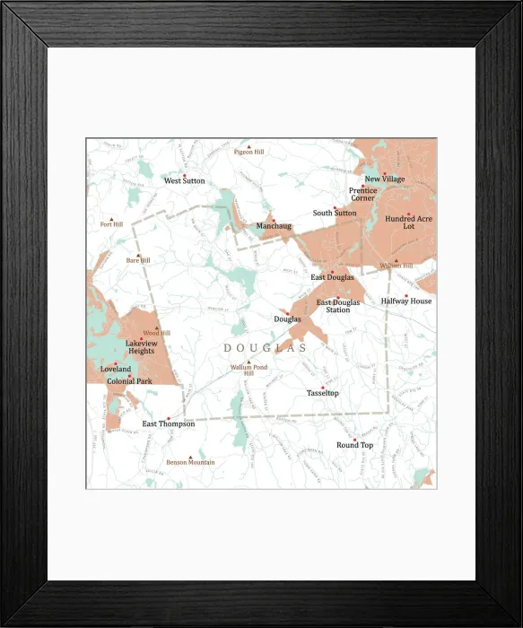Framed Print : MA Worcester Douglas Vector Road Map Framed Print : MA Worcester Douglas Vector Road Map