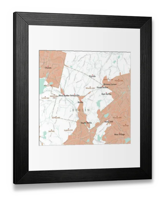 Framed Print : MA Worcester Berlin Vector Road Map Framed Print : MA Worcester Berlin Vector Road Map