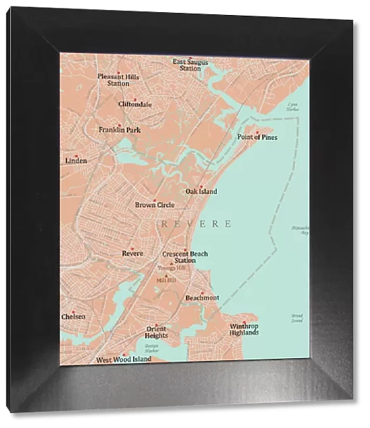 MA Suffolk Revere Vector Road Map