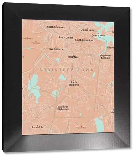 MA Norfolk Braintree Town Vector Road Map