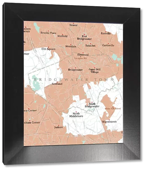 MA Plymouth Bridgewater Town Vector Road Map