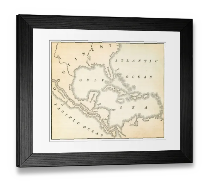 Framed Print : Map of the Caribbean and West Indies 1867 Framed Print : Map of the Caribbean and West Indies 1867
