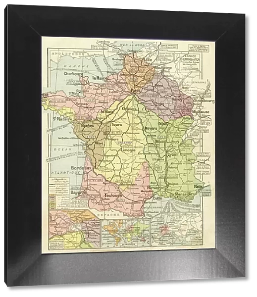 France railways system map 1887