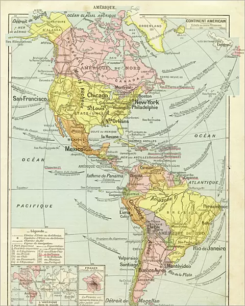 North and South America map 1887