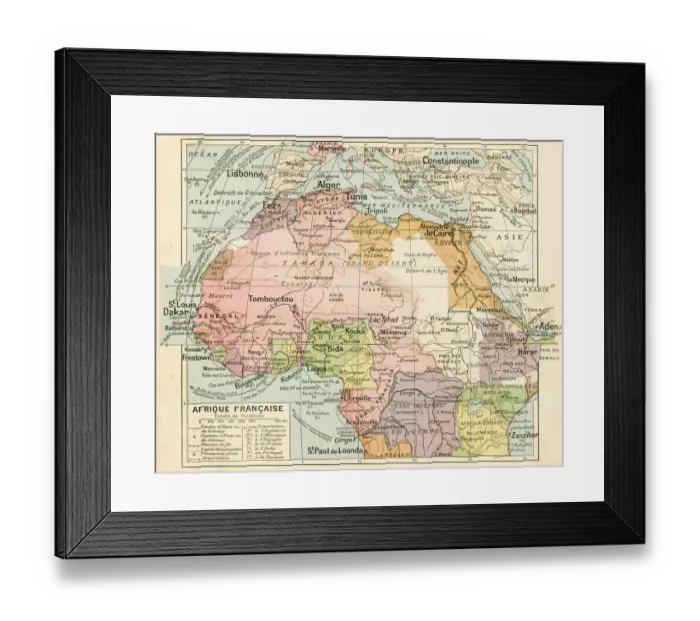 Framed Print : French Africa map 1887 Framed Print : French Africa map 1887