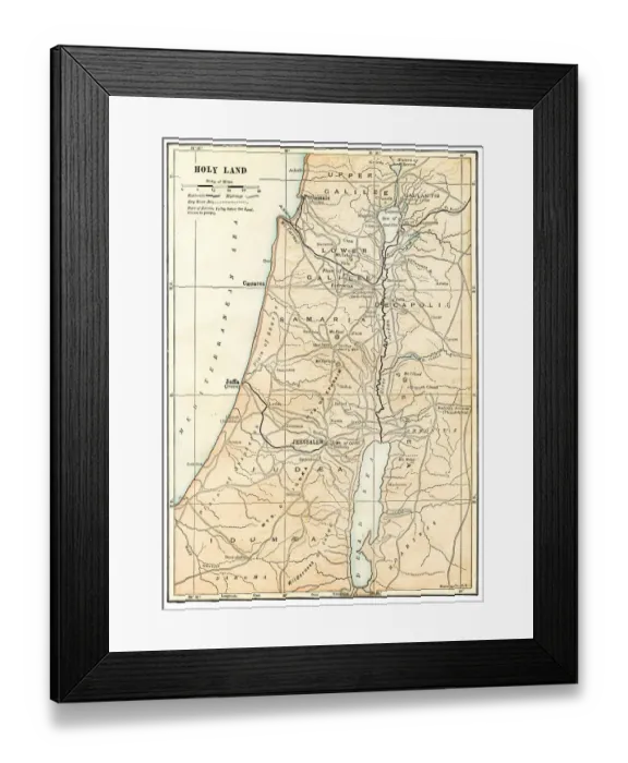Framed Print : Map of the Holy Land 1898 Framed Print : Map of the Holy Land 1898