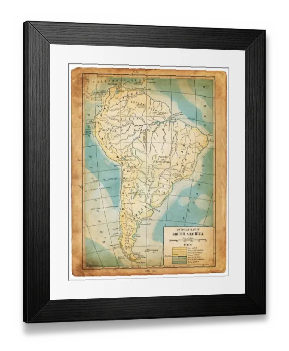 Framed Print : South America map 1898 Framed Print : South America map 1898