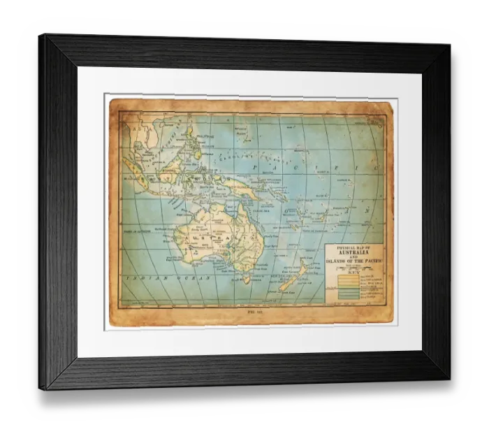 Framed Print : Oceania map 1898 Framed Print : Oceania map 1898