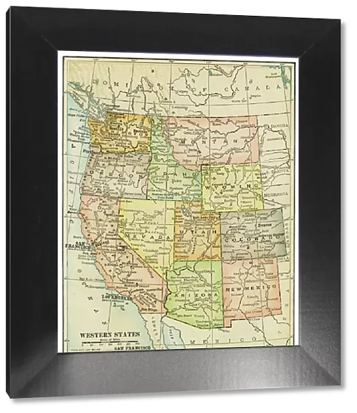 USA Western states map 1898