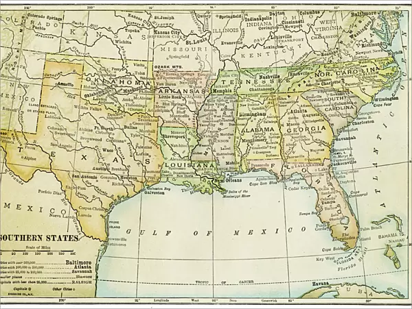 USA southern states map 1898